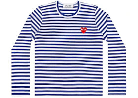 Comme des Garcons Play Striped Long Sleeve T-shirt Blue/White