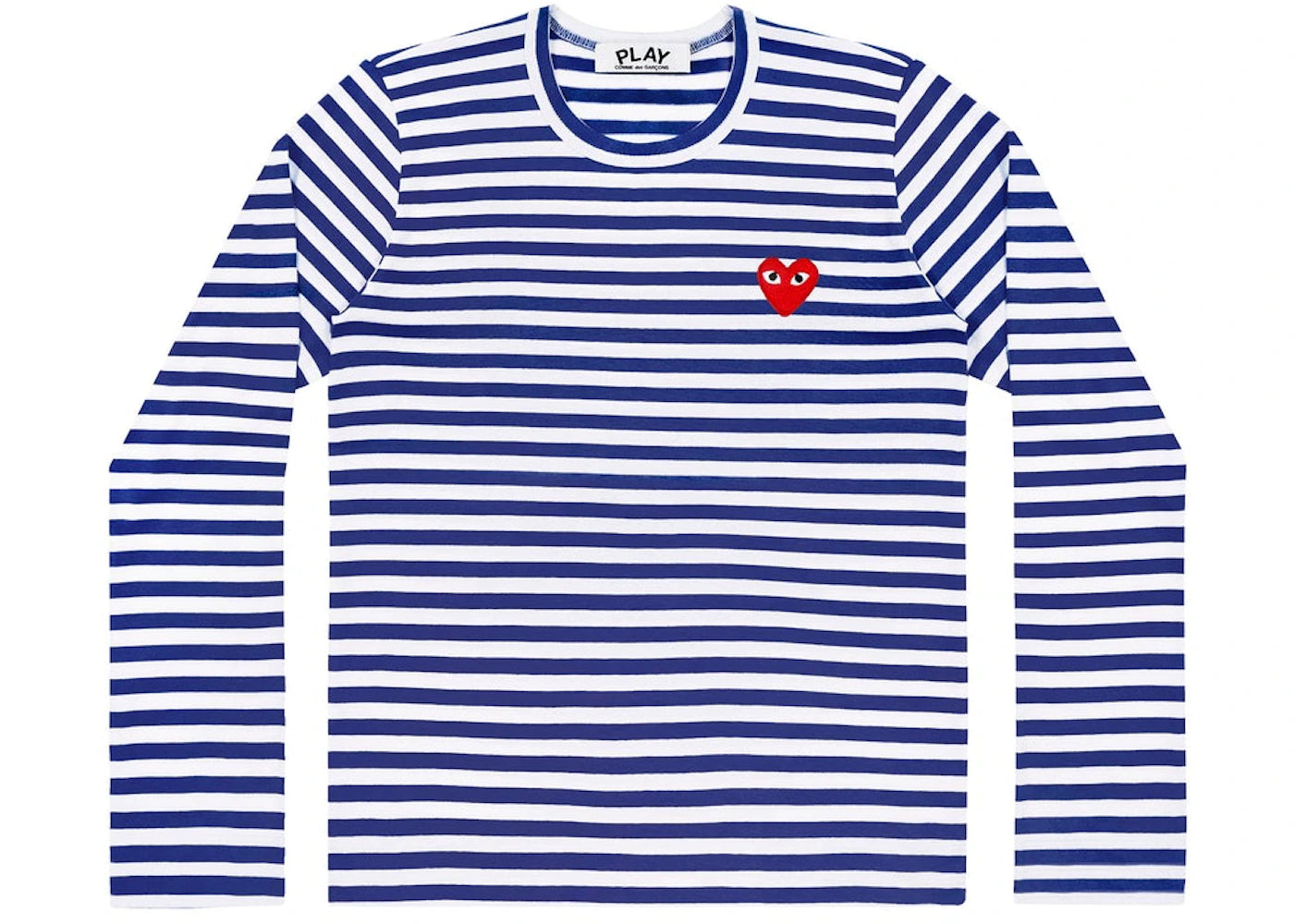 Comme des Garcons Play Striped Long Sleeve T-shirt Blue/White - vue secondaire A