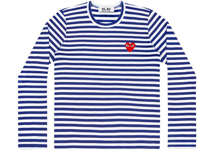 Comme des Garcons Play Striped Long Sleeve T-shirt Blue/White - apparel view 2