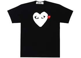 Comme des Garcons Play White Heart Red Emblem T-shirt Black