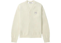 Comme des Garcons PLAY White Heart V-Neck Cardigan Sweater White