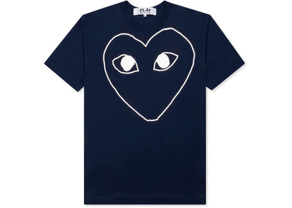 Comme des Garcons Play White Outline Heart T-shirt Navy - apparel view 2