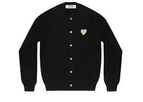 Comme des Garcons Play Women's Gold Heart Knit Cardigan Sweater Black