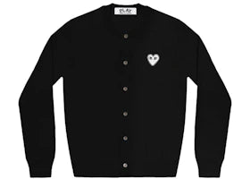 Comme des Garcons Play Women's White Heart Knit Cardigan Sweater Black - vue 360