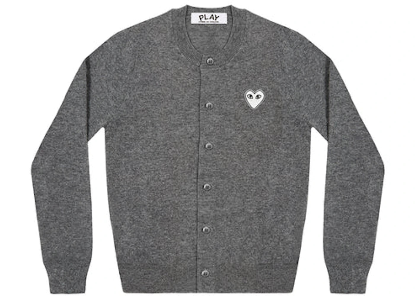 Comme des Garcons Play Women's White Heart Knit Cardigan Sweater Grey - vue 360