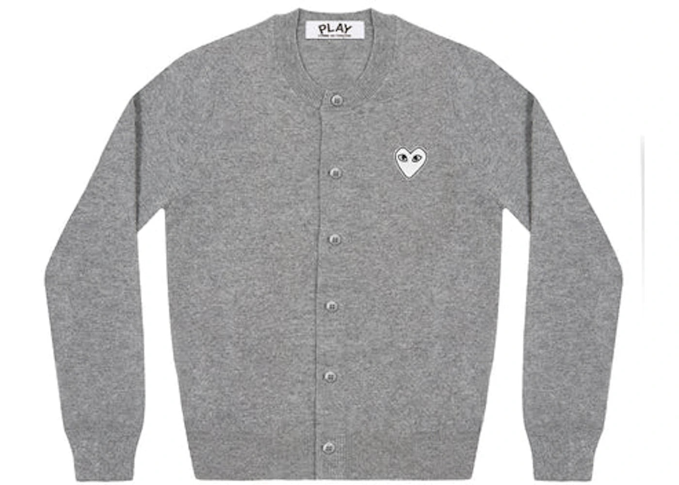 Comme des Garcons Play Women's White Heart Knit Cardigan Sweater Light Grey - vue 360