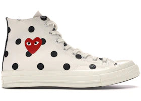 Converse Chuck Taylor All Star 70 Hi Comme des Garcons PLAY  Polka Dot White