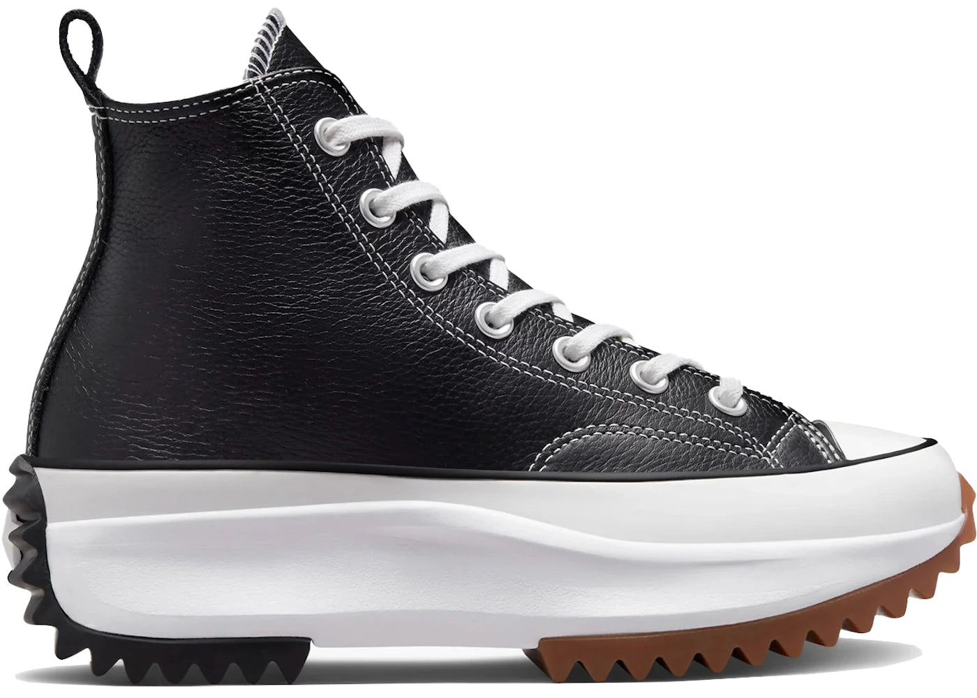 Converse Run Star Hike Hi Black Leather White - vue 360