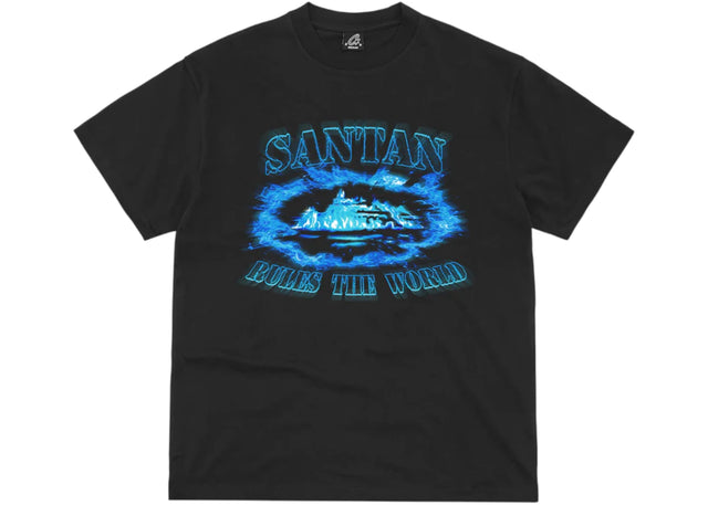 Corteiz Santan Alcatraz Tee Black/Blue Flame