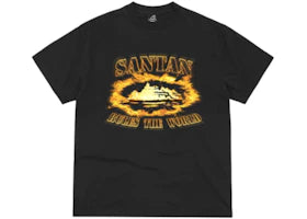 Corteiz Santan Alcatraz Tee Black/Orange Flame