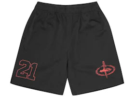 Corteiz x Slaughter Gang 21 Savage Mesh Shorts Black - vue 360