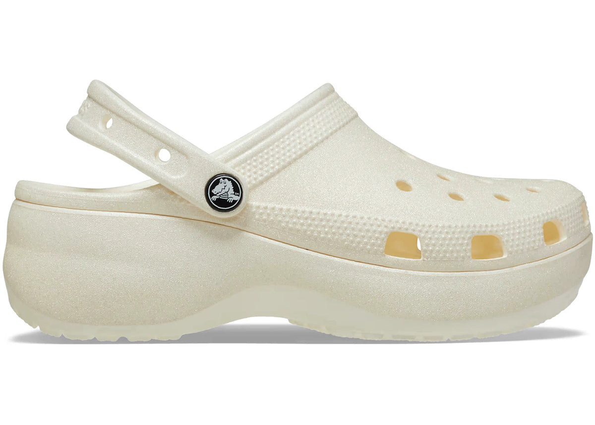 Crocs Classic Platform Glitter Clog Chalk (Women's) - vue secondaire A