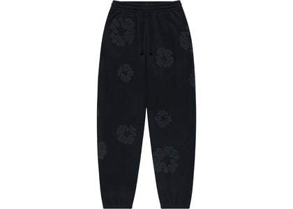 Denim Tears Cotton Wreath Sweatpants Black Monochrome - apparel view 2