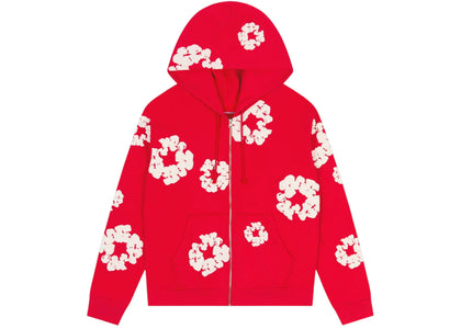 Denim Tears Cotton Wreath Zip Hoodie Red - apparel view 2