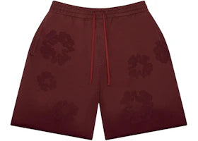 Denim Tears Faded Mono Cotton Wreath Sweatshorts Beet Root