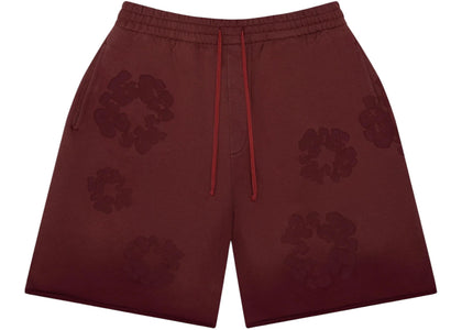 Denim Tears Faded Mono Cotton Wreath Sweatshorts Beet Root - apparel view 2