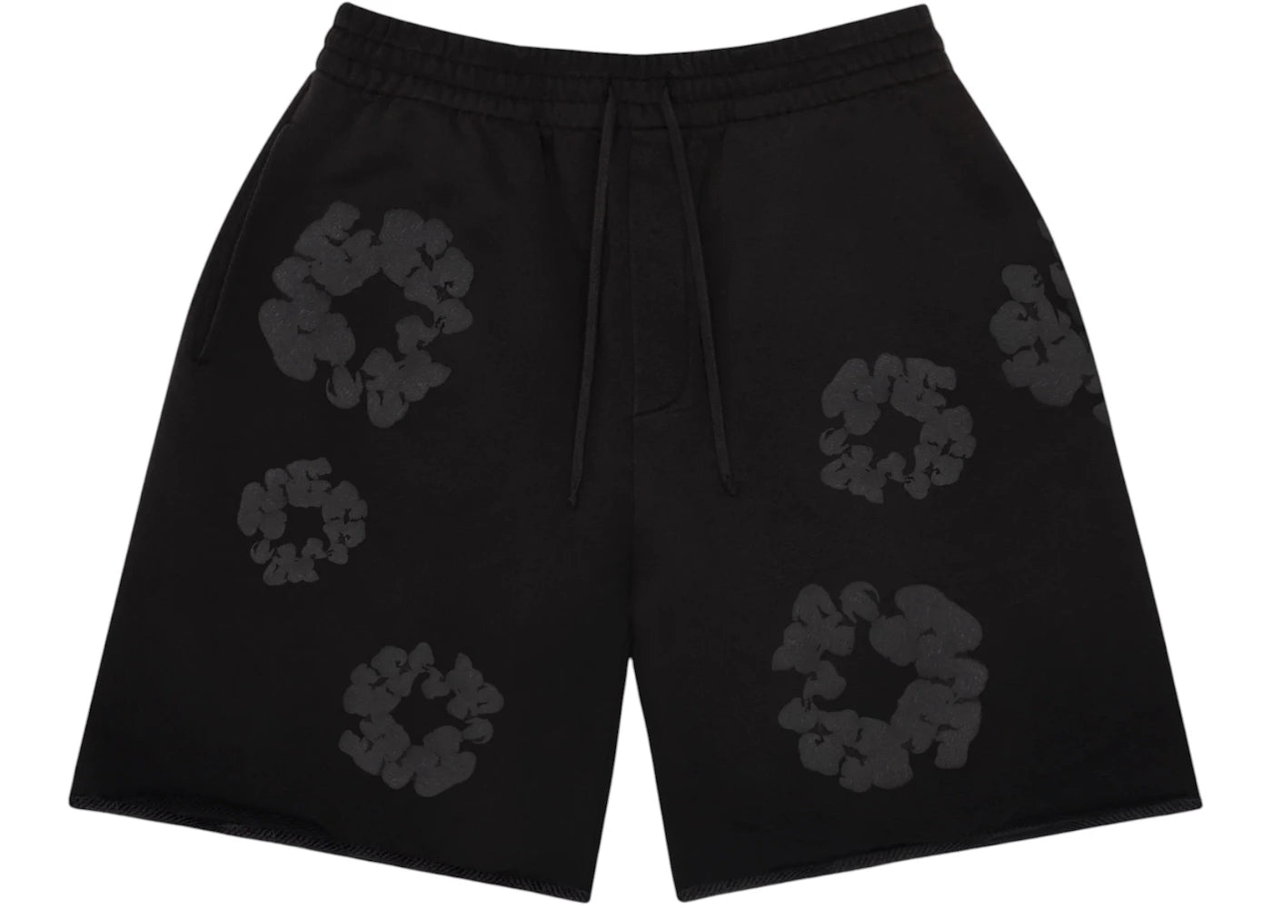 Denim Tears Faded Mono Cotton Wreath Sweatshorts Black - vue 360