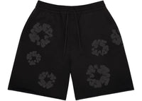 Denim Tears Faded Mono Cotton Wreath Sweatshorts Black