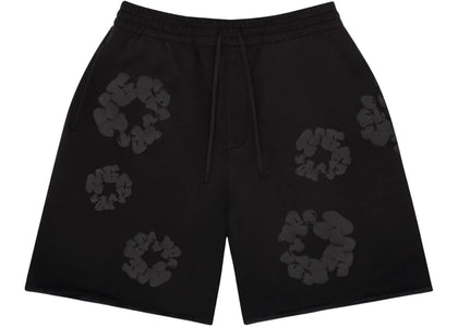 Denim Tears Faded Mono Cotton Wreath Sweatshorts Black - authentic Denim Tears apparel