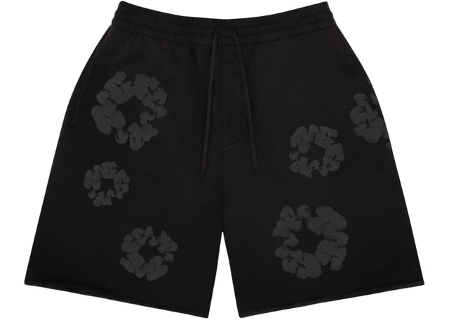 Denim Tears Faded Mono Cotton Wreath Sweatshorts Black