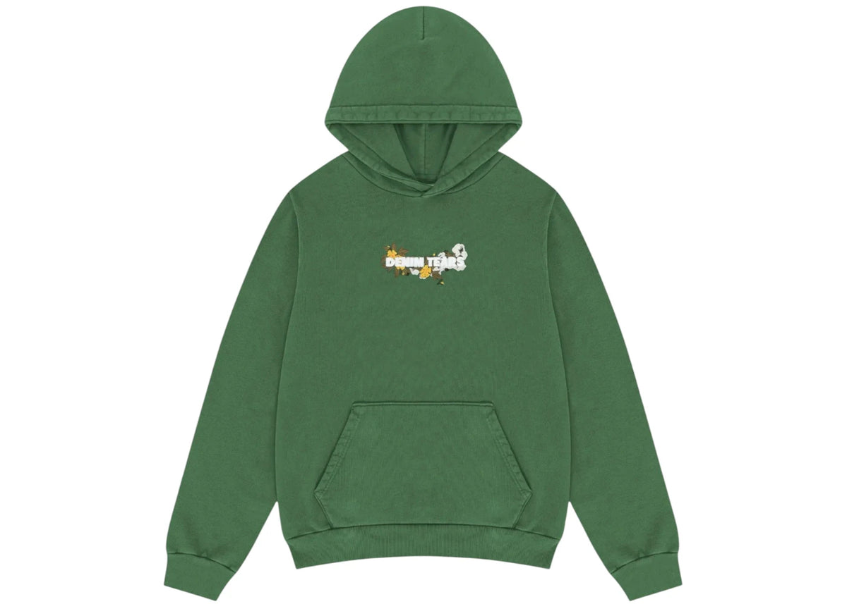 Denim Tears Floral Embroidered Logo Hoodie Green - vue secondaire A
