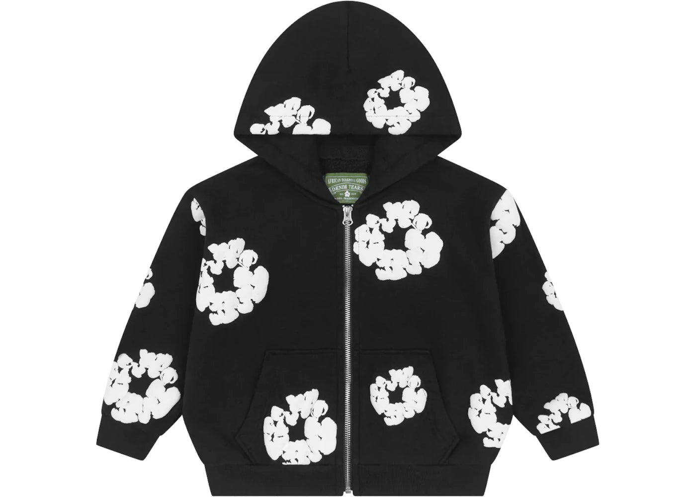 Denim Tears Kids Cotton Wreath Zip Hoodie Black - vue 360