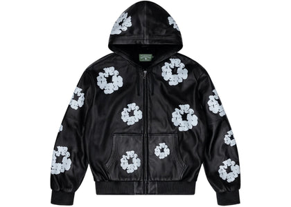 Denim Tears Leather Cotton Wreath Zip Hoodie Black - apparel view 2