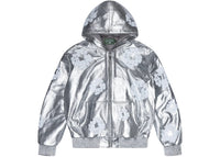 Denim Tears Leather Cotton Wreath Zip Hoodie Silver