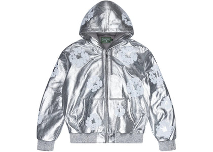 Denim Tears Leather Cotton Wreath Zip Hoodie Silver - authentic Denim Tears apparel