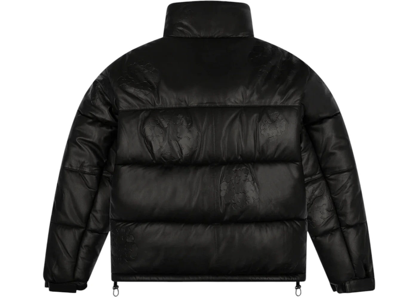 Denim Tears Leather Embossed Wreath Puffer Jacket Black - vue secondaire A