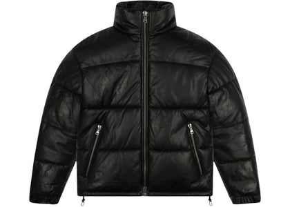 Denim Tears Leather Embossed Wreath Puffer Jacket Black - authentic Denim Tears apparel