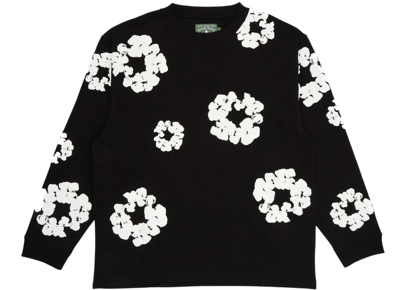 Denim Tears Long Sleeve Cotton Wreath T-shirt Black - vue 360