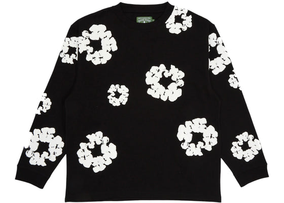 Denim Tears Long Sleeve Cotton Wreath T-shirt Black sneakers - authentic Denim Tears shoes