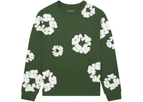 Denim Tears Long Sleeve Cotton Wreath T-shirt Green - vue 360