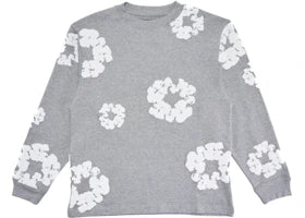 Denim Tears Long Sleeve Cotton Wreath T-shirt Grey - vue 360