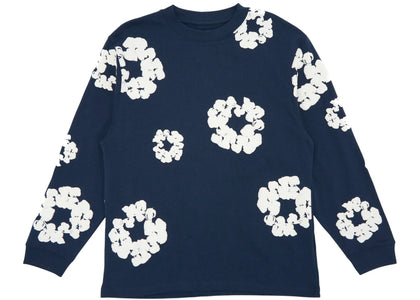 Denim Tears Long Sleeve Cotton Wreath T-shirt Navy - apparel view 2
