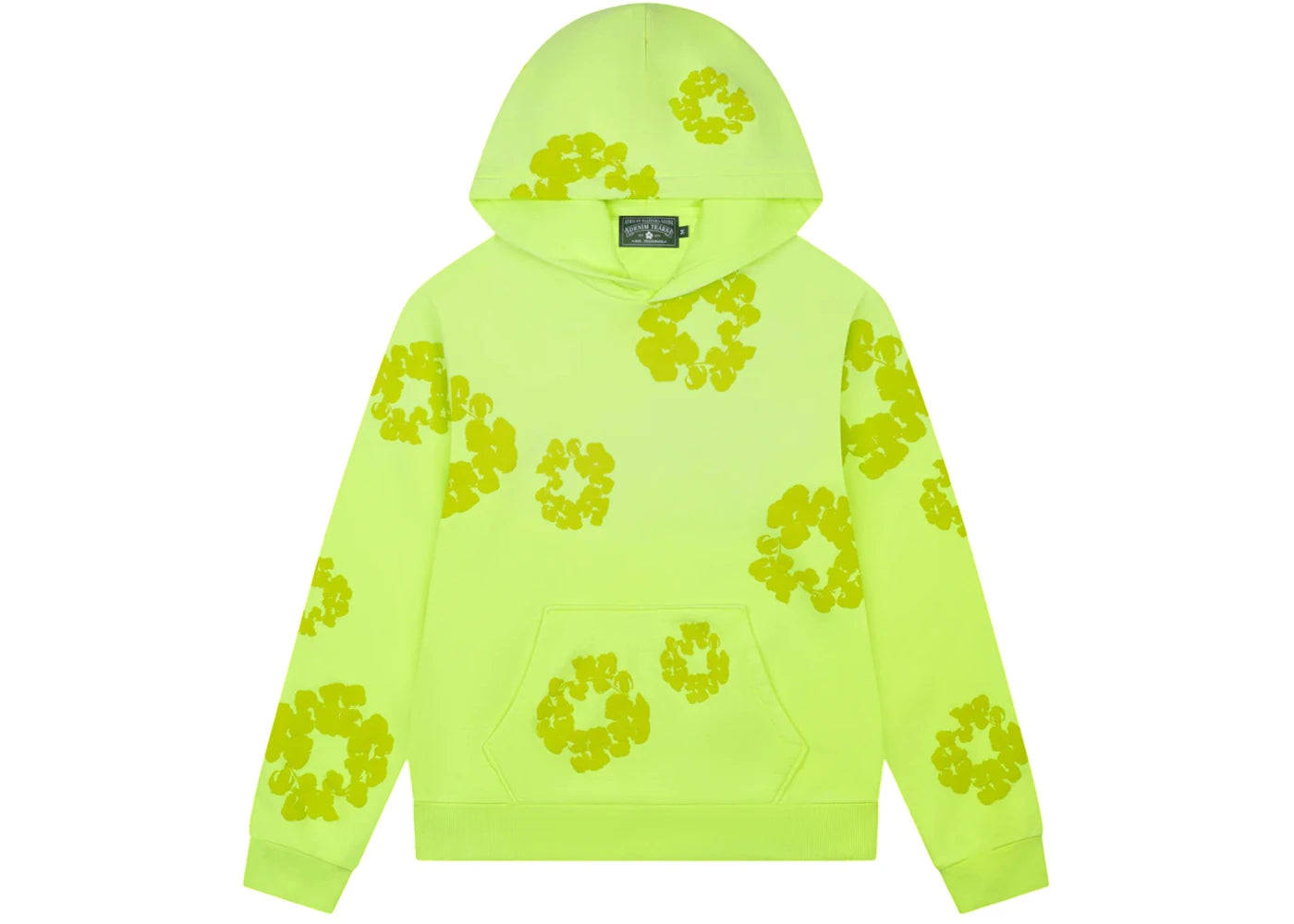 Denim Tears Mono Cotton Wreath Hoodie Neon Green - vue 360