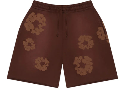 Denim Tears Mono Cotton Wreath Sweat Shorts Brown - authentic Denim Tears apparel