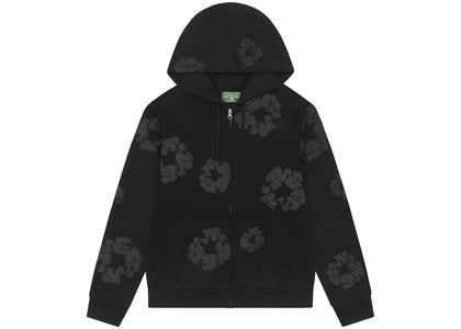 Denim Tears Mono Cotton Wreath Zip Hoodie Black - apparel view 2