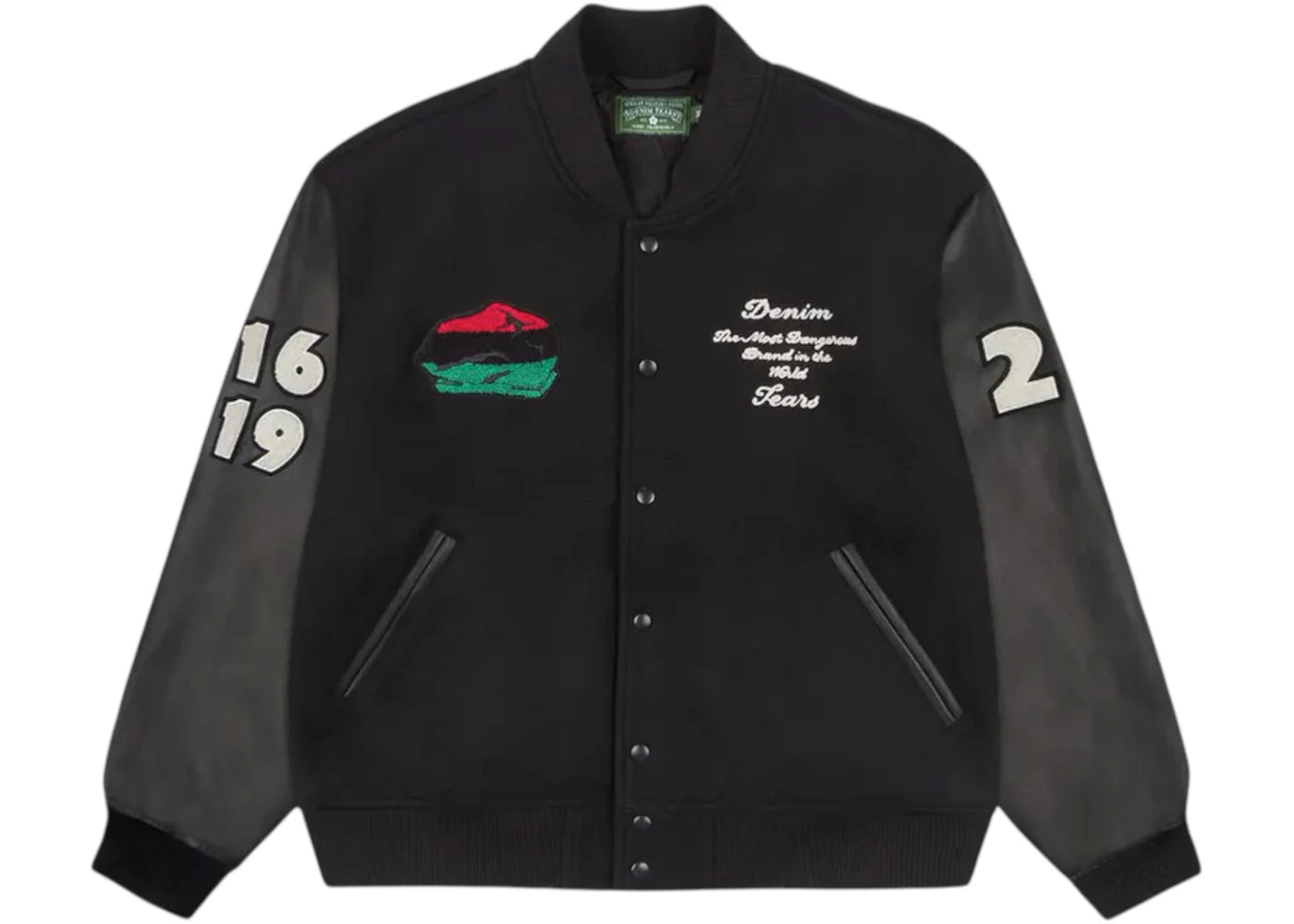 Denim Tears Peace Wreath Varsity Jacket Black - vue secondaire A