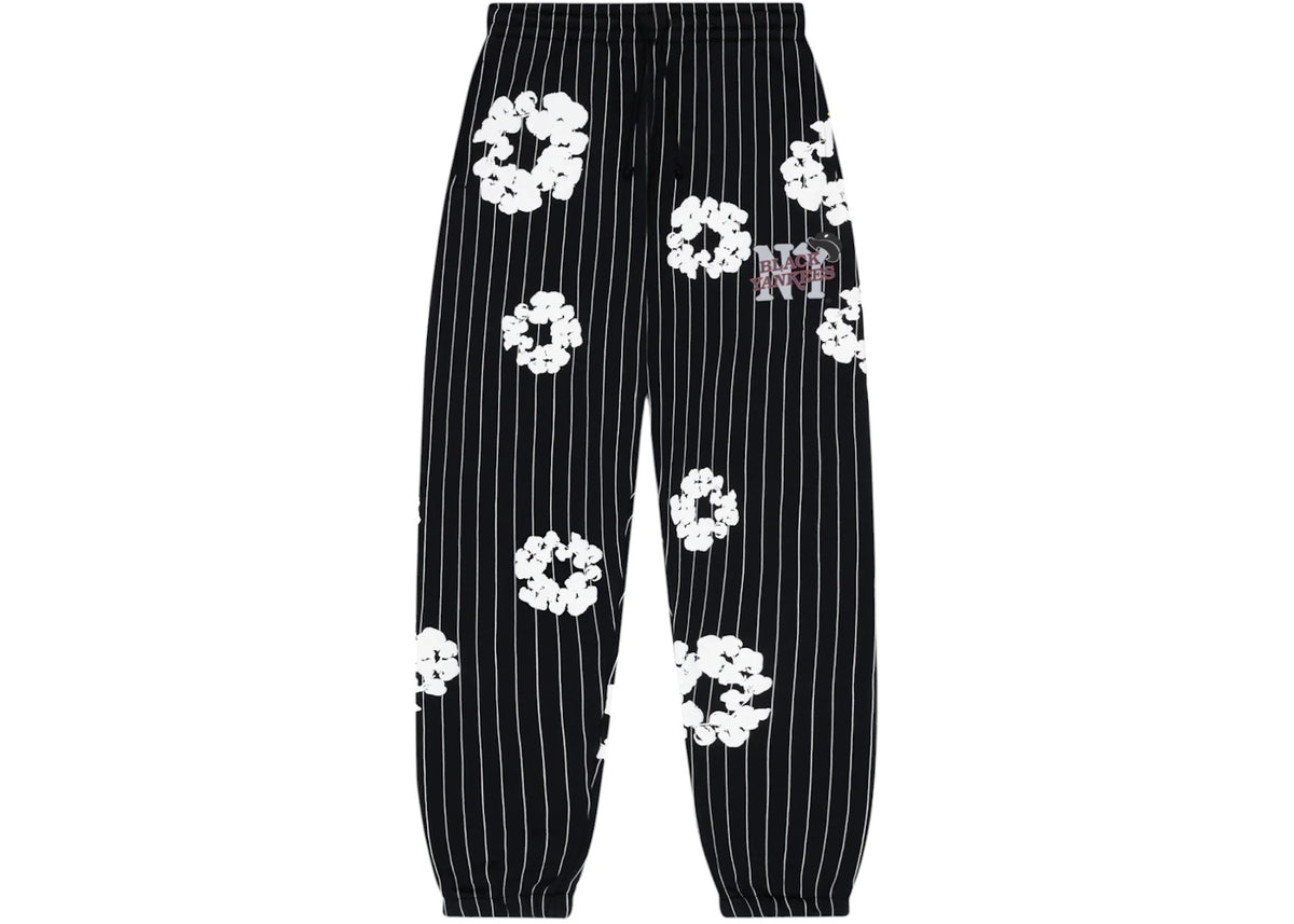 Denim Tears Pinstripe Wreath Sweatpant Black - vue 360