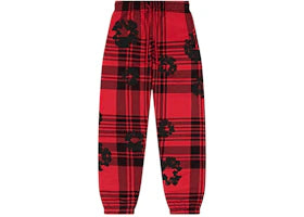 Denim Tears Plaid Cotton Wreath Sweatpants Red