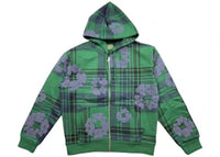 Denim Tears Plaid Cotton Wreath Zip Hoodie Green