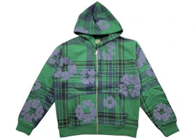 Denim Tears Plaid Cotton Wreath Zip Hoodie Green