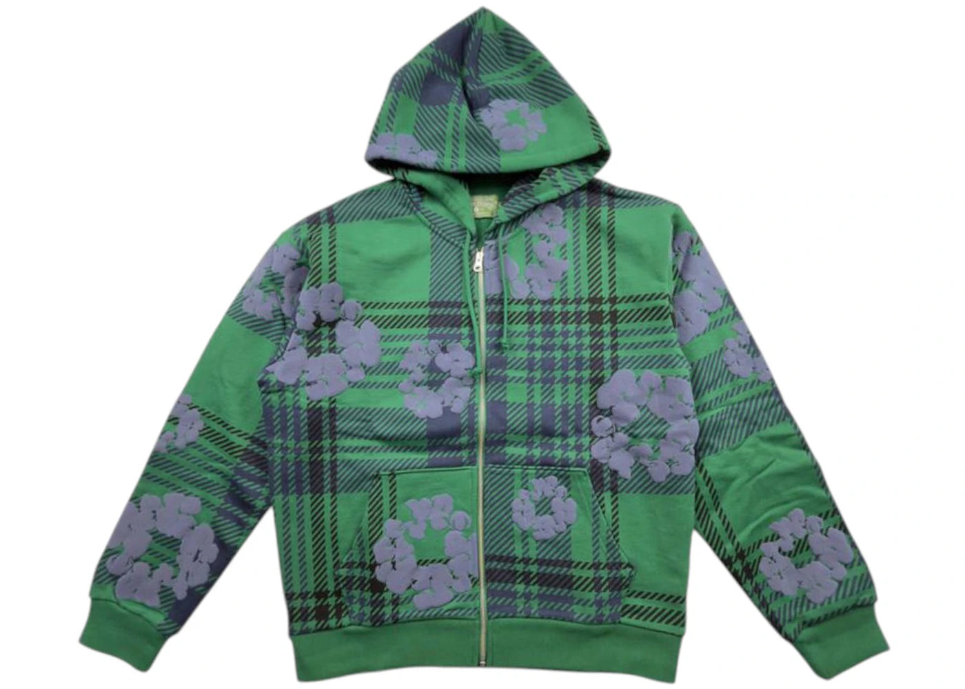Denim Tears Plaid Cotton Wreath Zip Hoodie Green - vue secondaire A