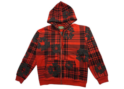 Denim Tears Plaid Cotton Wreath Zip Hoodie Red - apparel view 2