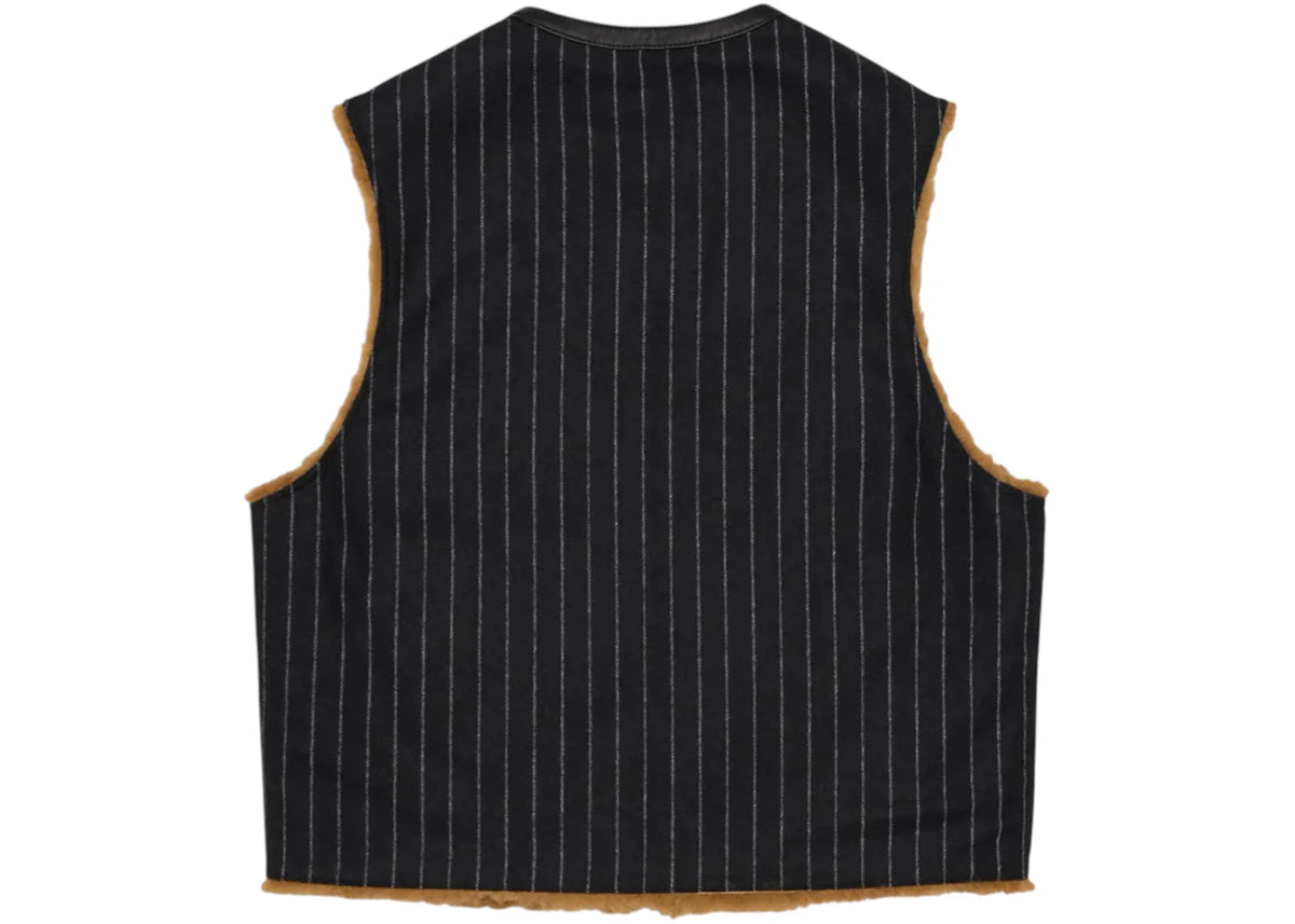 Denim Tears Reversible Pinstripe Shearling Vest Multicolor - vue secondaire B