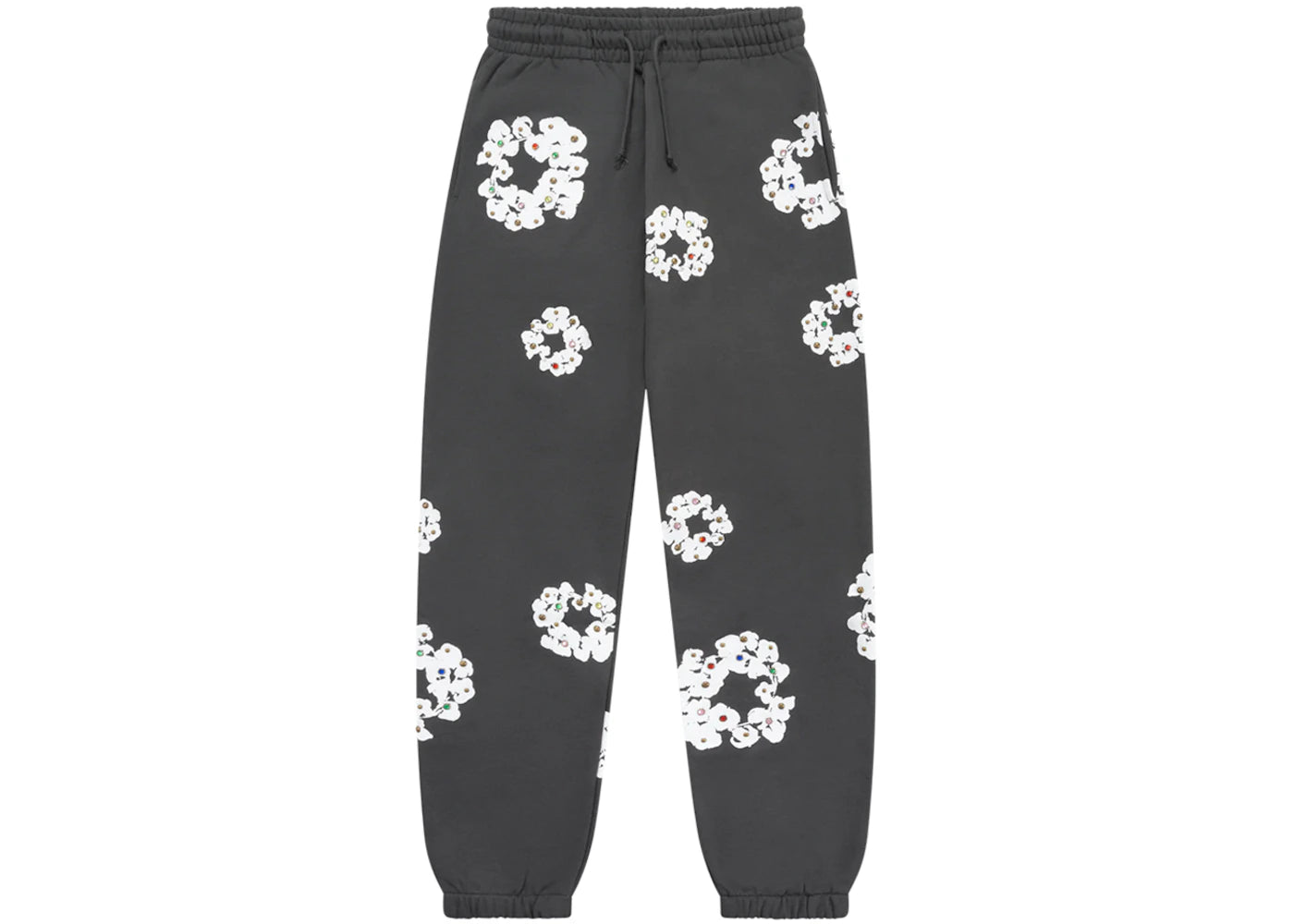 Denim Tears Rhinestone Cotton Wreath Sweatpants Vintage Black - vue 360