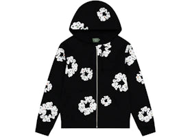 Denim Tears Rhinestone Cotton Wreath Zip Hoodie Black