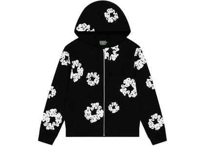 Denim Tears Rhinestone Cotton Wreath Zip Hoodie Black - apparel view 2